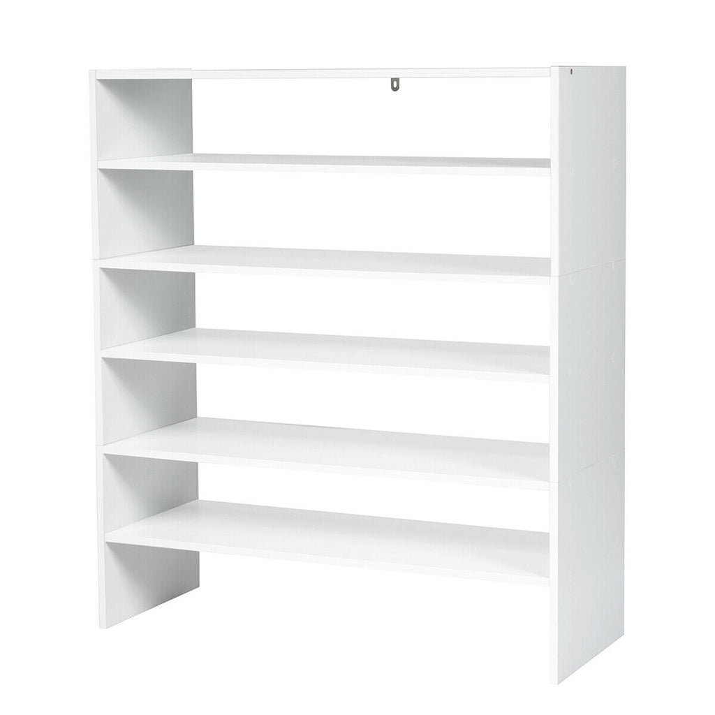 3-in-1 Wood Shoe Rack Stackable Storage Organizer - White