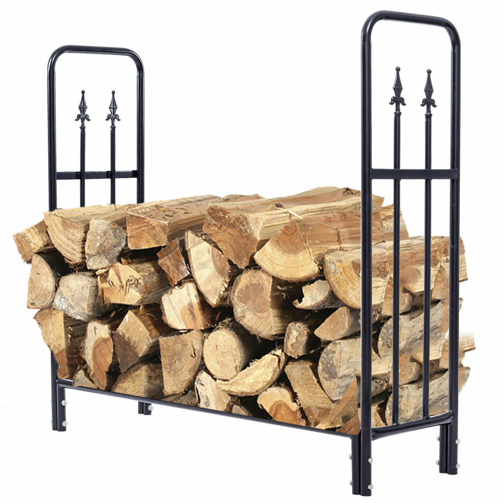 4-Feet Outdoor Firewood Storage Rack - Heavy Duty Steel