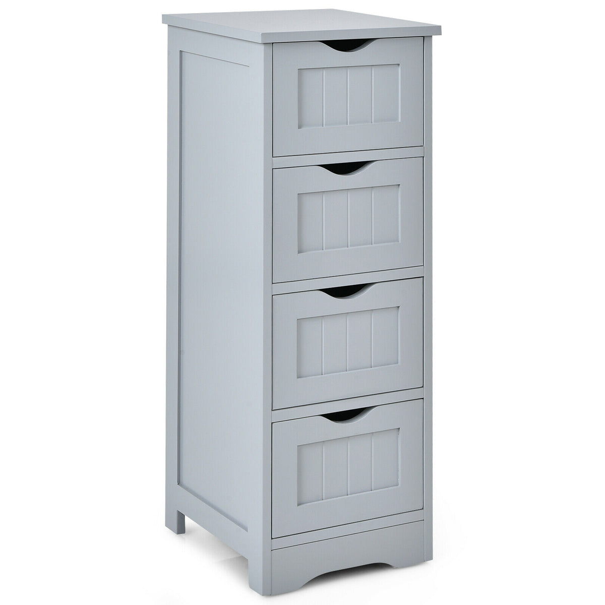 Tall Bathroom Storage Cabinet with LED Lights, White