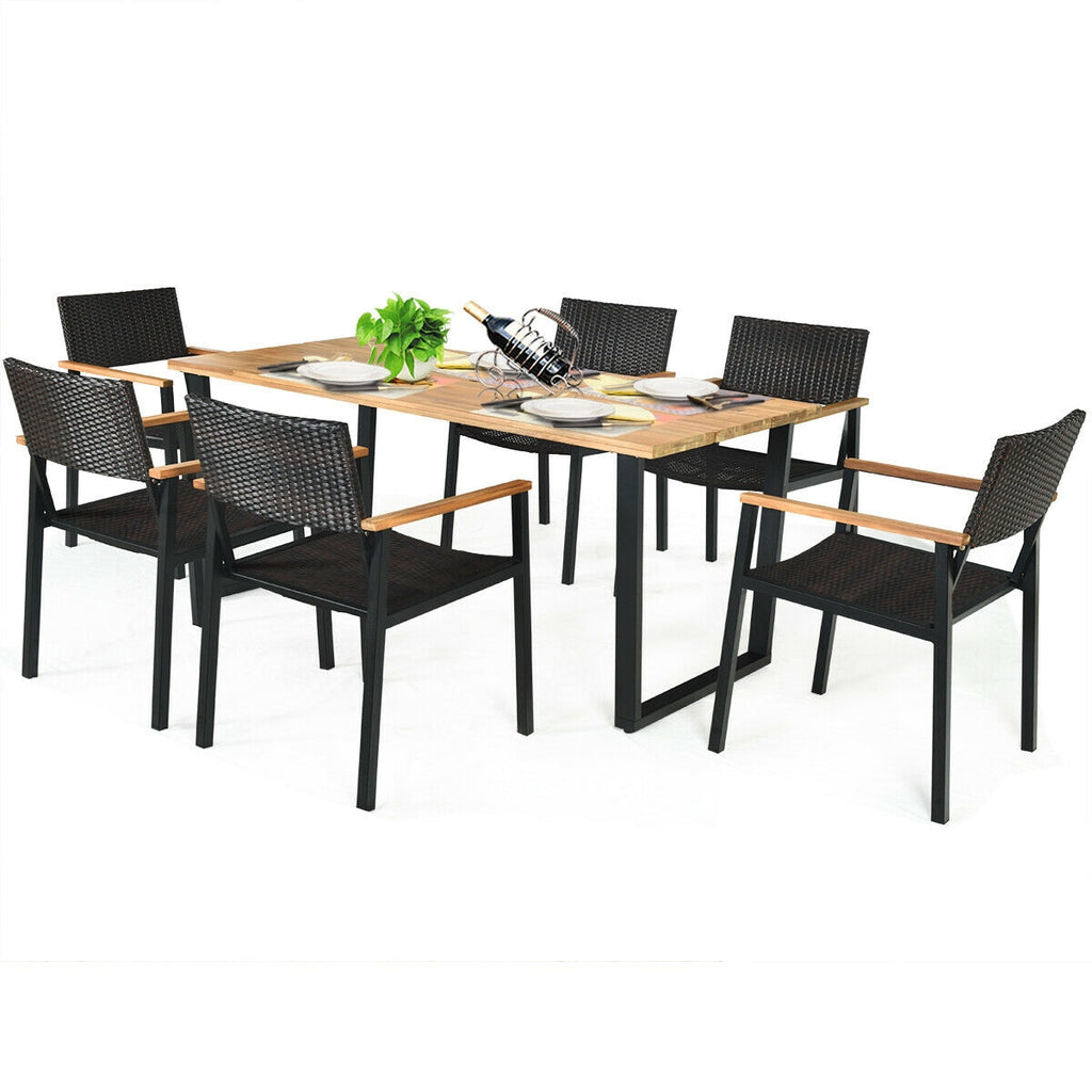 7-Piece Outdoor Dining Set with Acacia Wood Table - Style 2