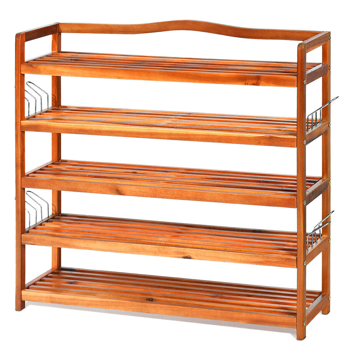 5-Tier Wood Shoe Rack - Holds 12-18 Pairs