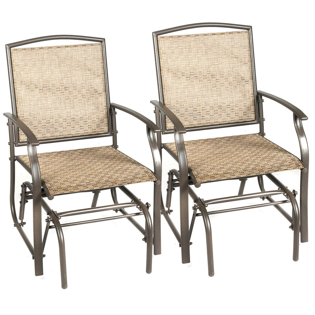 Outdoor Glider Chairs Set of 2, Beige - Ergonomic Backrest