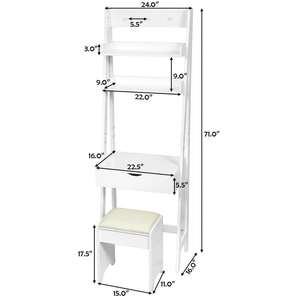 Makeup Vanity Desk with Flip Top Mirror & 6 Organizers