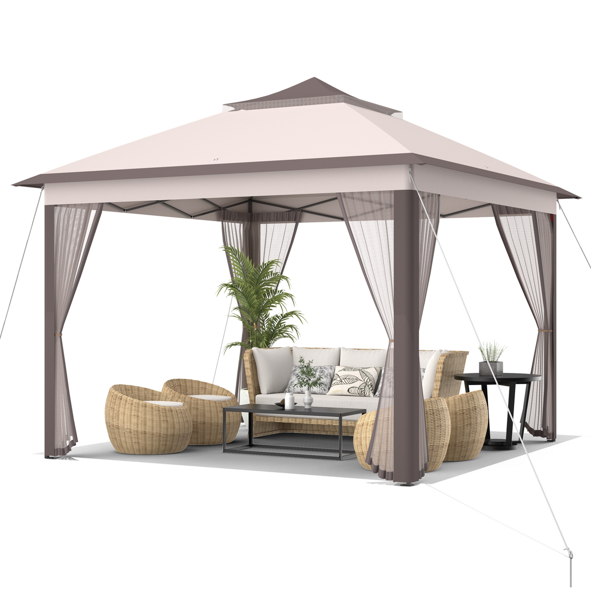 11 x Feet 2-Tier Pop-Up Gazebo Tent Portable Canopy Shelter Carry Bag