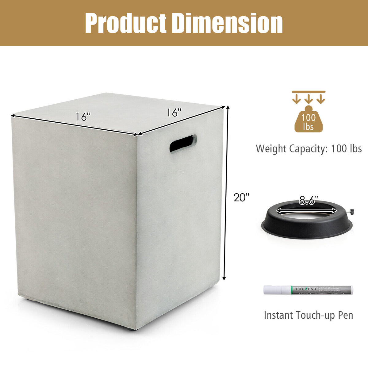 Propane Tank Cover Side Table for 20 lb Tank - Gray