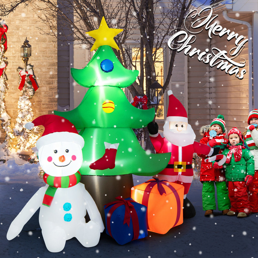 Inflatable Christmas Tree with Santa Claus and Lights - 7.2 Feet, Holiday Yard Decor - Style Variation
