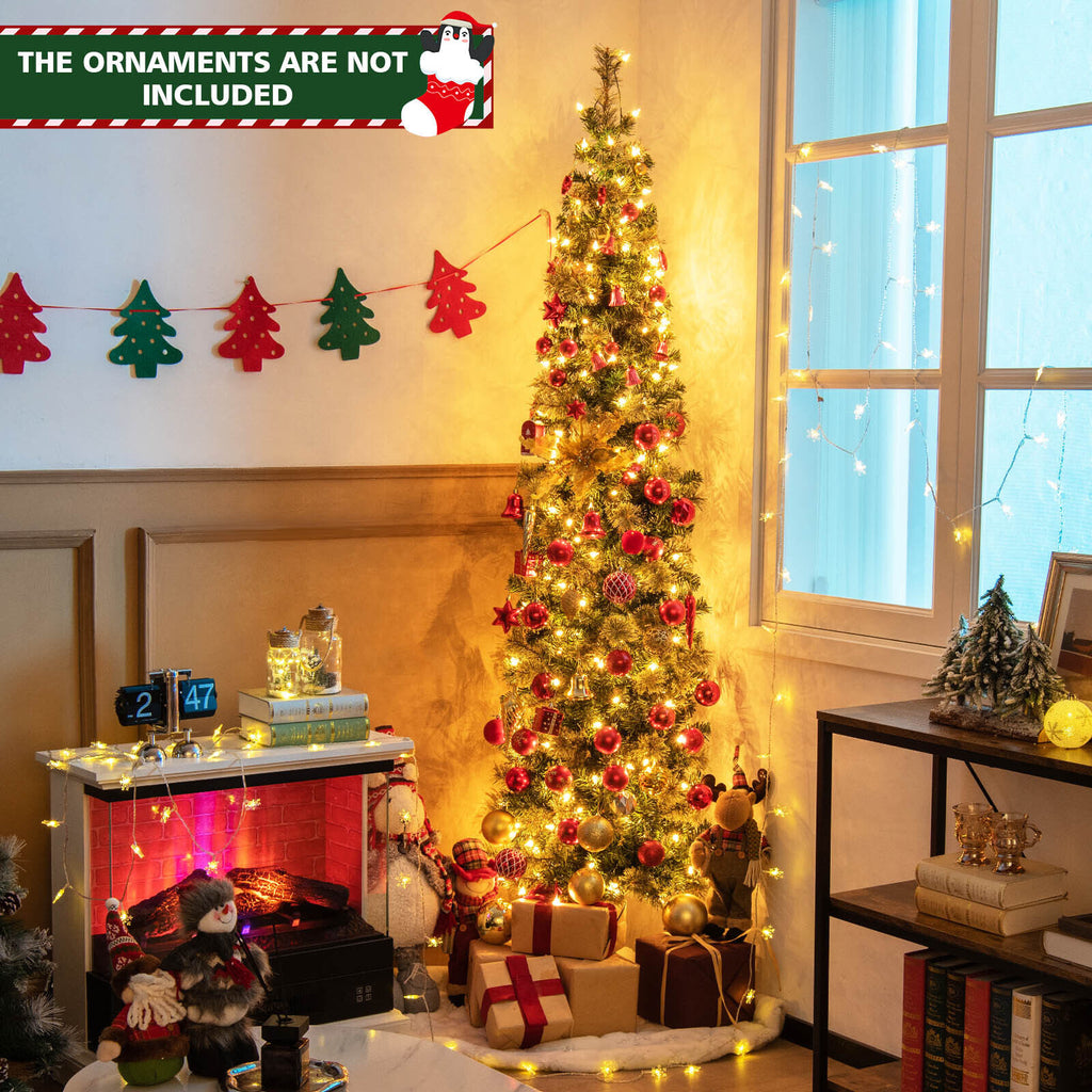 7ft Pre-Lit Half Christmas Tree with Pine Needles & 150 Warm White Lights