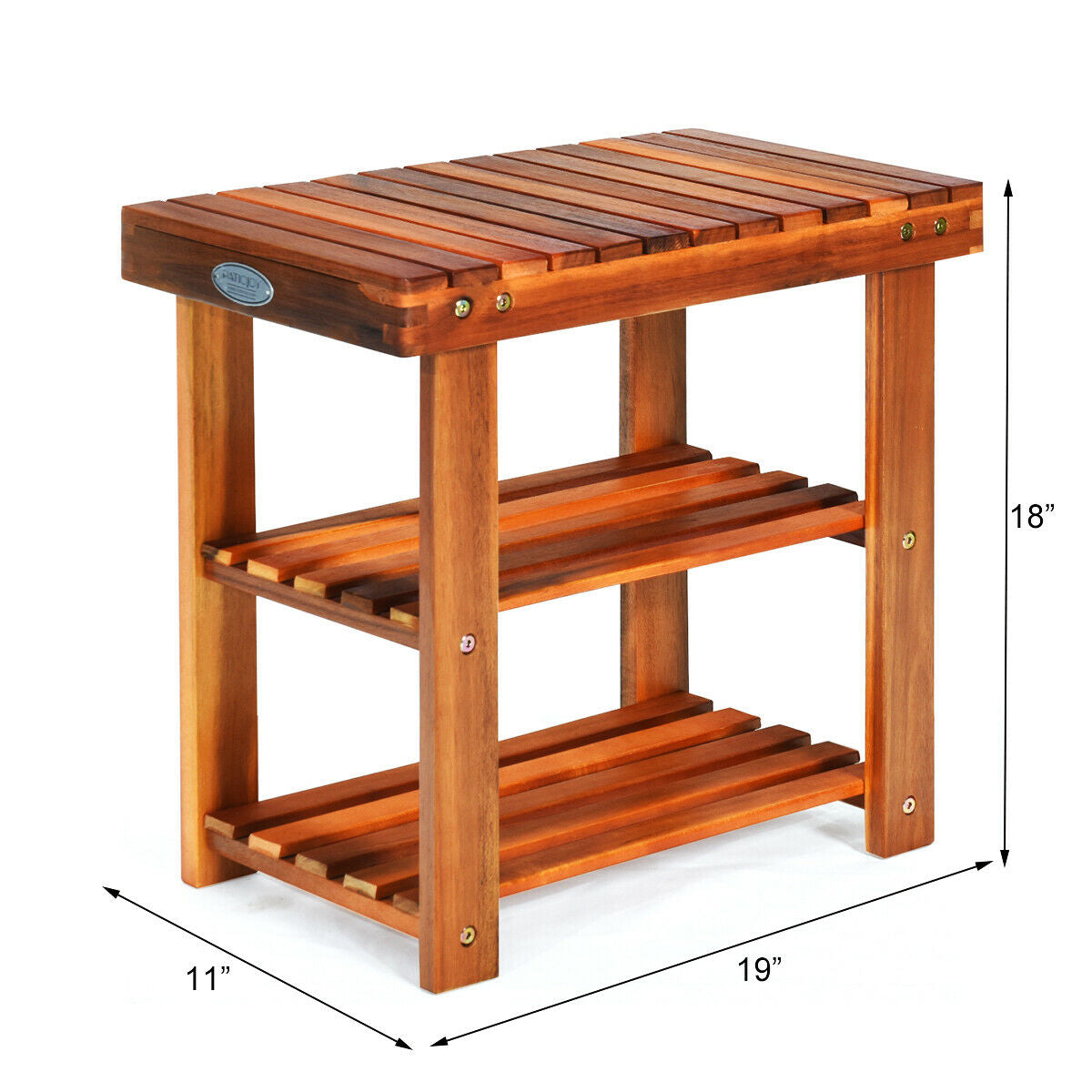 3-Tier Wood Shoe Rack 19' Bench Boots Organizer