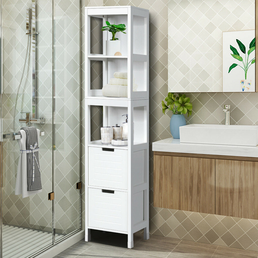 5-Tier Bathroom Floor Cabinet with 2 Drawers