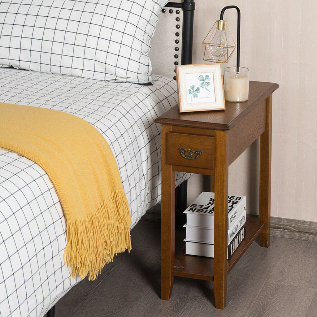 2-Tier Nightstand with Drawer - Yellow