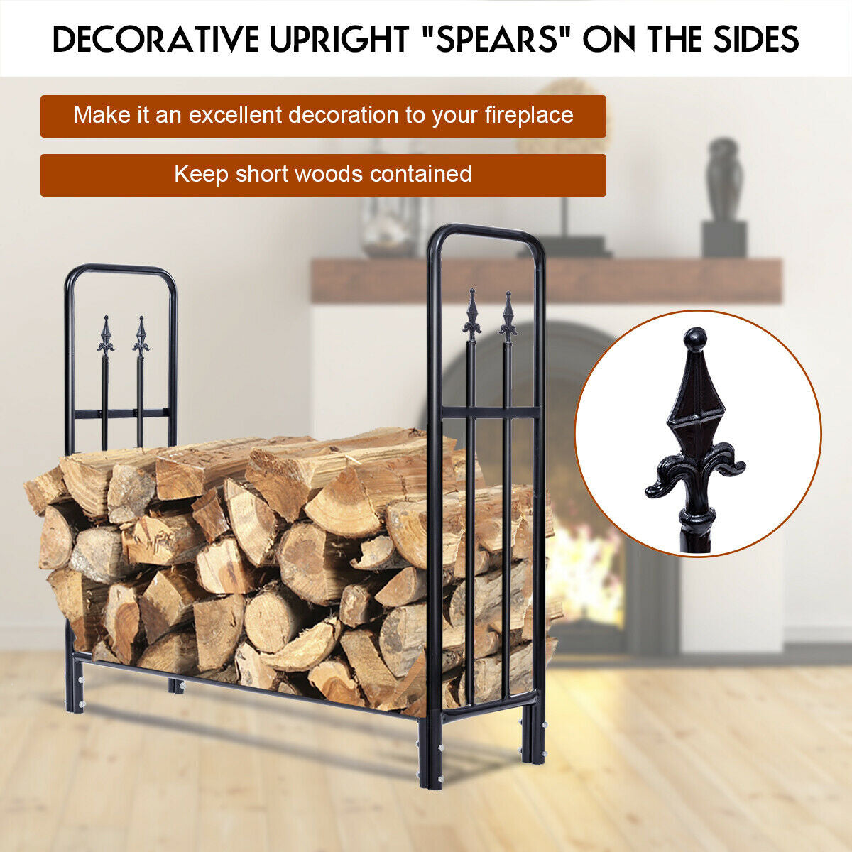4-Feet Outdoor Firewood Storage Rack - Heavy Duty Steel