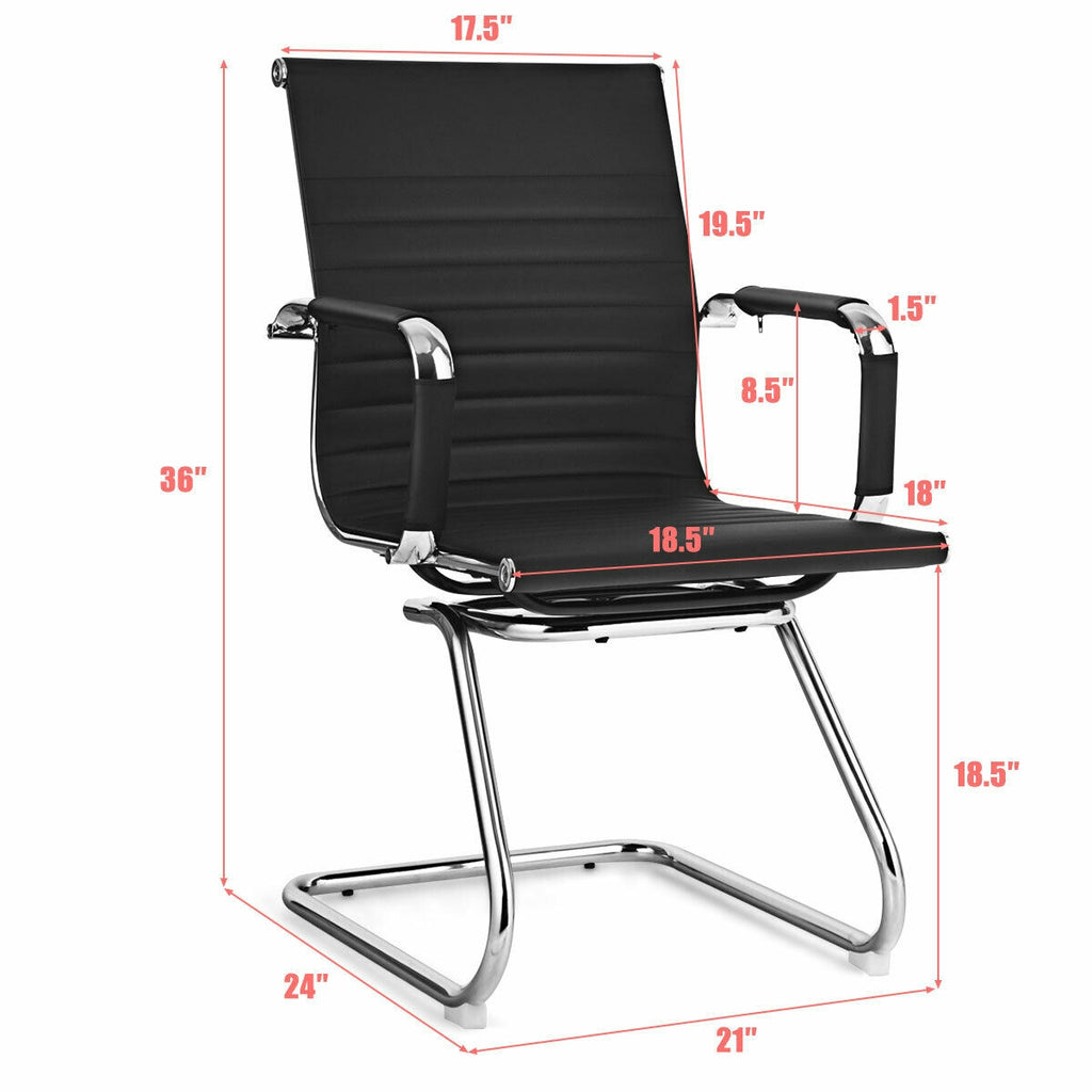 Conference Chair Set of 2 with Armrest Sleeves - Black