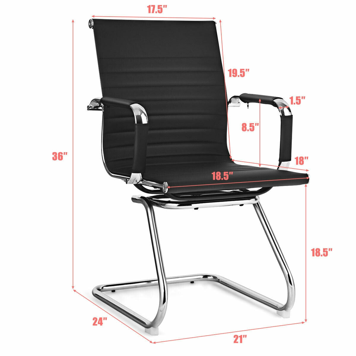 Conference Chair Set of 2 with Armrest Sleeves - Black