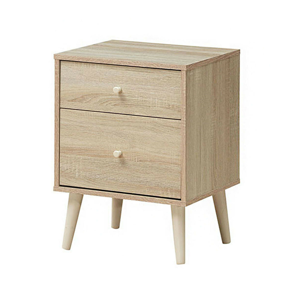 2-Drawer Nightstand with Rubber Legs - Natural