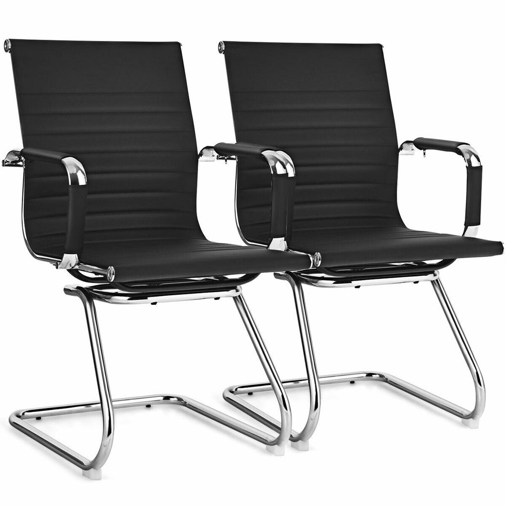 Conference Chair Set of 2 with Armrest Sleeves - Black