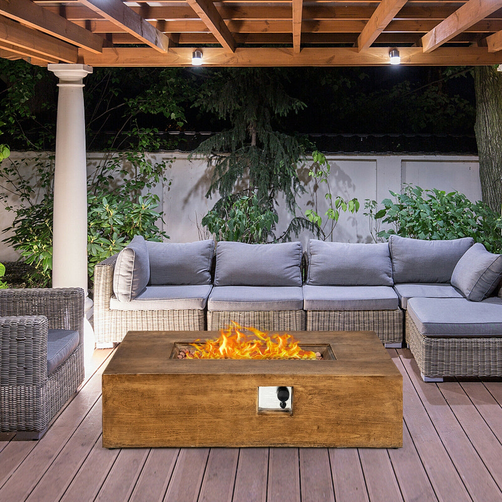 48 x 27 Inch Outdoor Gas Fire Pit Table 50,000 BTU with Lava Rocks