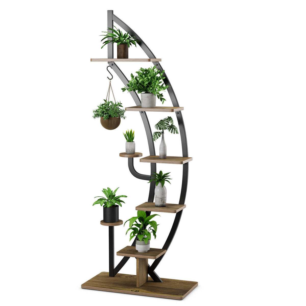 6-Tier Metal Plant Stand 2 Half-Heart-Shape Ladder Shelves