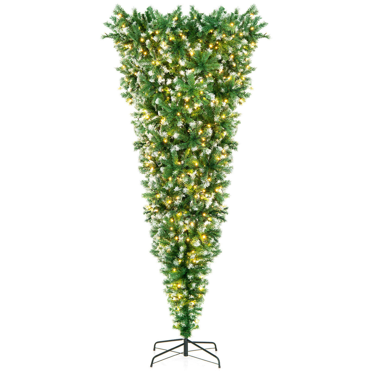 7.5 Feet Pre-Lit Upside Down Christmas Tree with 1100 Tips & 400 LED Lights - Holiday Decor