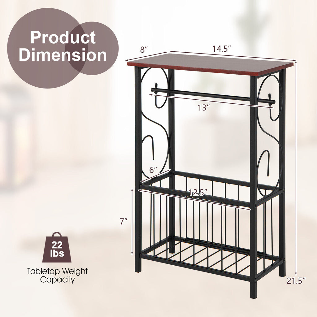 Narrow Side Table with Removable Paper Holder - Brown