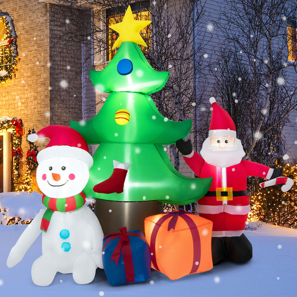 Inflatable Christmas Tree with Santa Claus and Lights - 7.2 Feet, Holiday Yard Decor - Style Variation