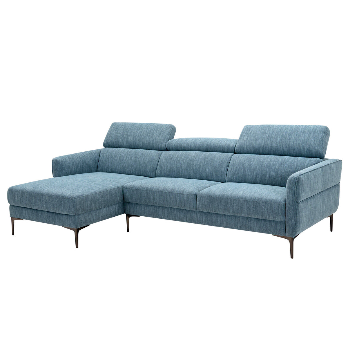 105 Inch L-Shaped Sofa Couch with Adjustable Headrests, Blue