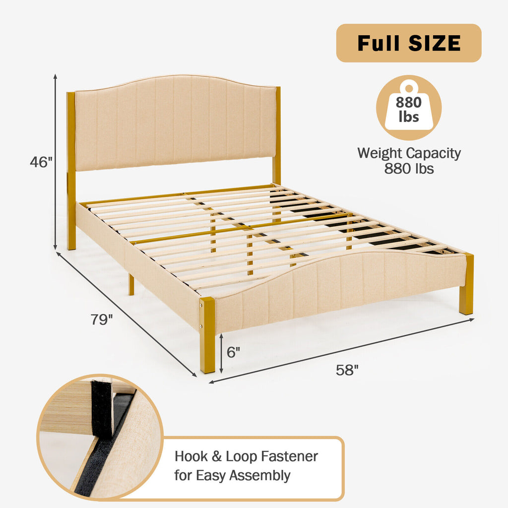 Full Size Upholstered Bed Frame with Quilted Headboard