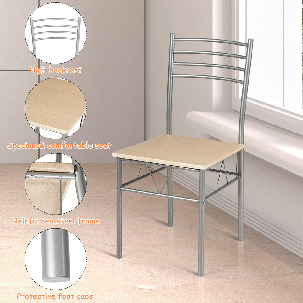 Glass Dining Set with 4 Chairs – Silver Frame