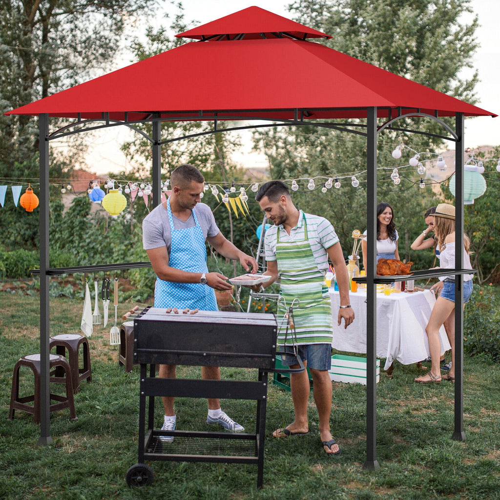 8 x 5 Feet Outdoor Double-Tiered Barbecue Grill Gazebo Canopy Tent