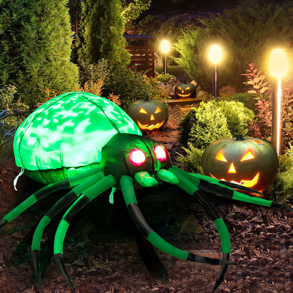 Inflatable Halloween Spider with Cobweb and LED Lights - 3.5 Feet Long Yard Decor