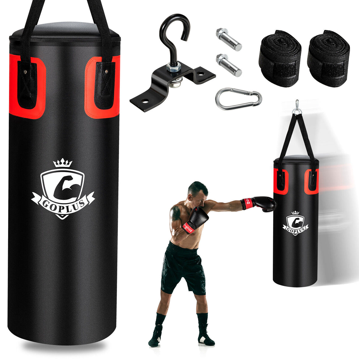 56/63 Lbs Filled Punching Bag Set with Boxing Gloves - Heavy Bag for Martial Arts Training
