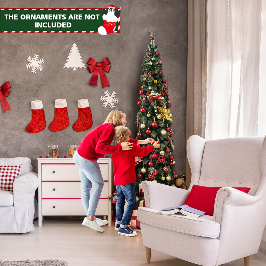 7ft Pre-Lit Half Christmas Tree with Pine Needles & 150 Warm White Lights