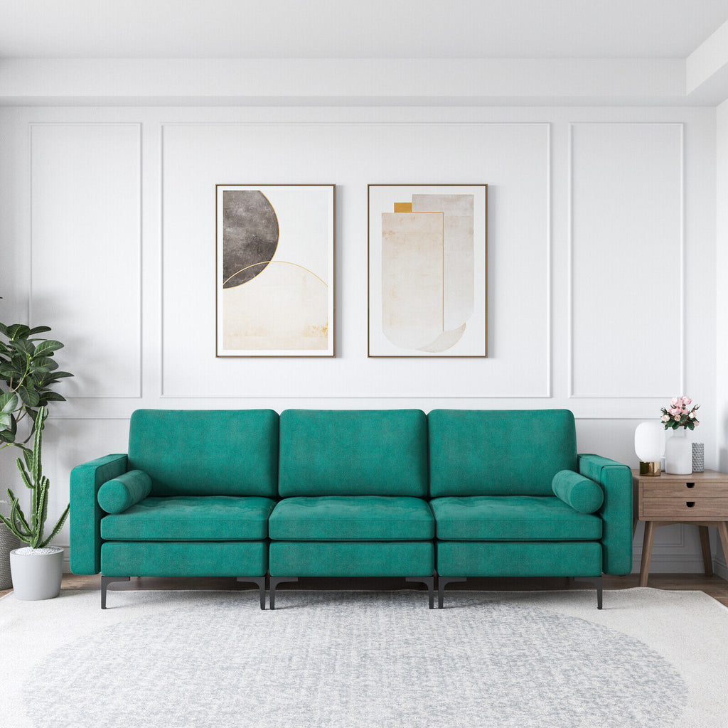 3-Seat Sofa with USB Ports and Storage - Teal