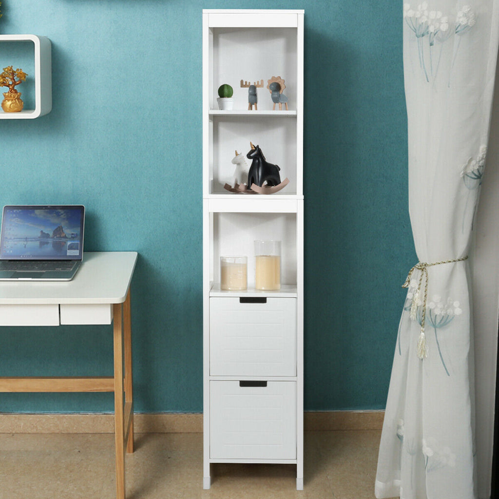 5-Tier Bathroom Floor Cabinet with 2 Drawers