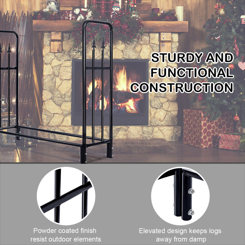 4-Feet Outdoor Firewood Storage Rack - Heavy Duty Steel
