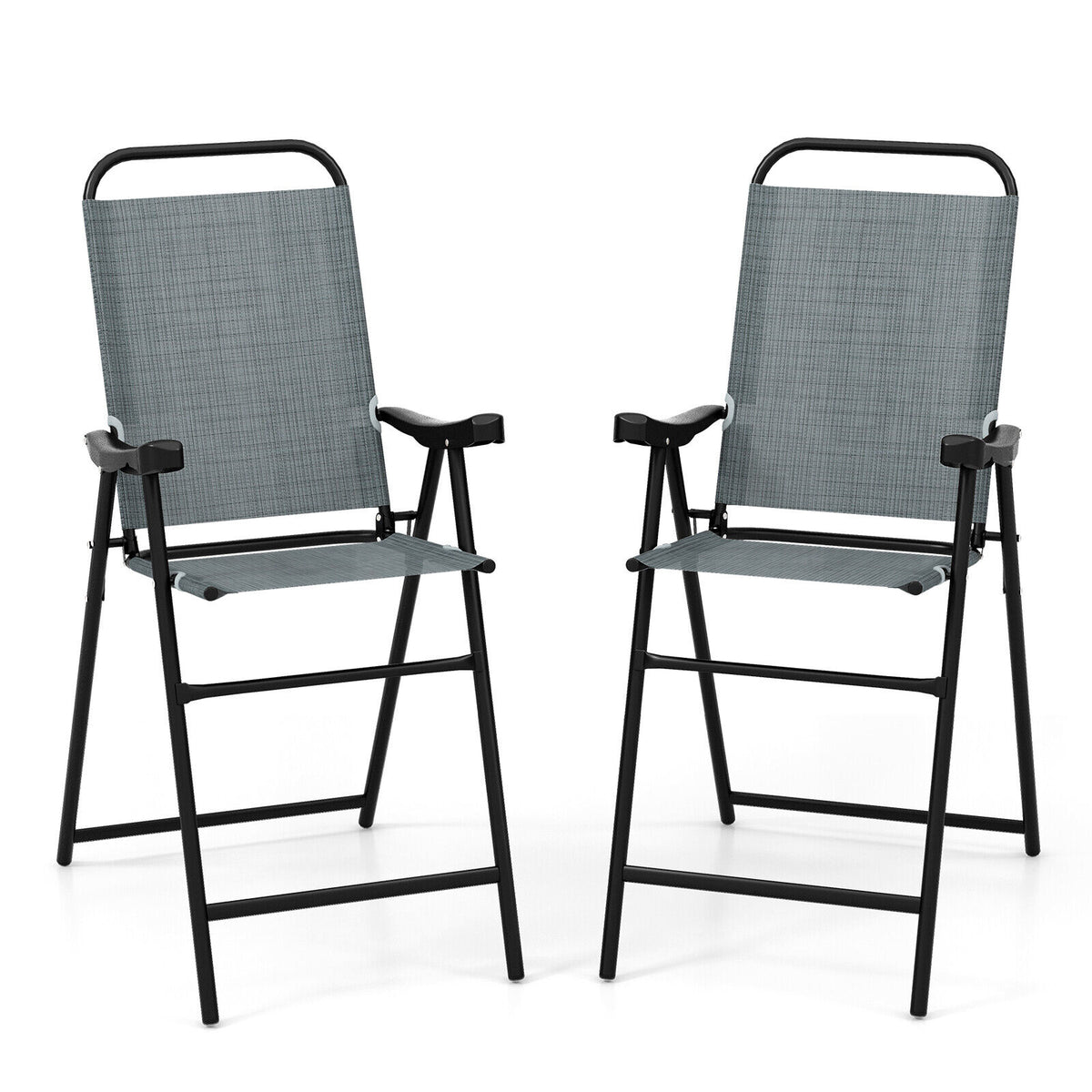 Patio Folding Bar Stools Set of 4 - Coffee