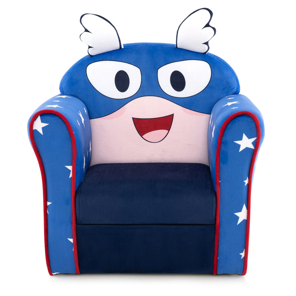 Kids Sofa with Armrest & Thick Cushion - Blue, Childrens Toddler Seat