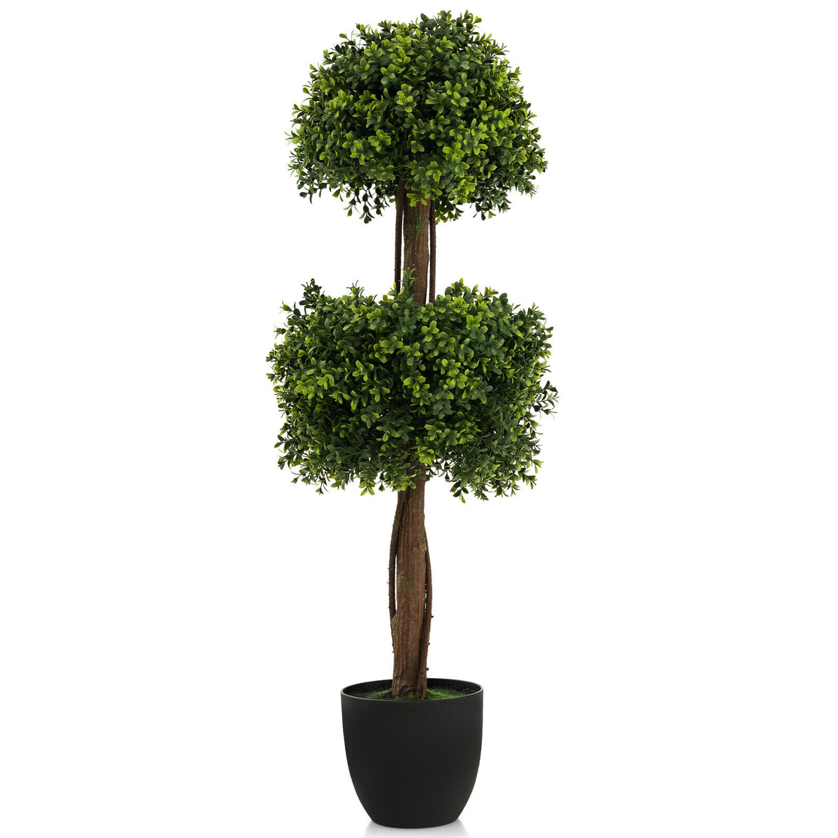 40 Inch Artificial Boxwood Topiary Tree Ball - Green Faux Outdoor Plant