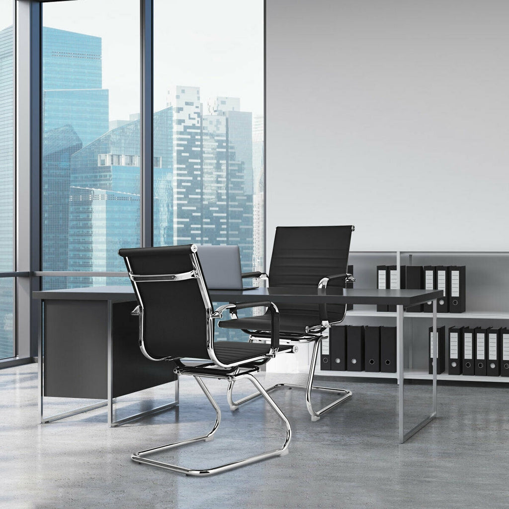 Conference Chair Set of 2 with Armrest Sleeves - Black