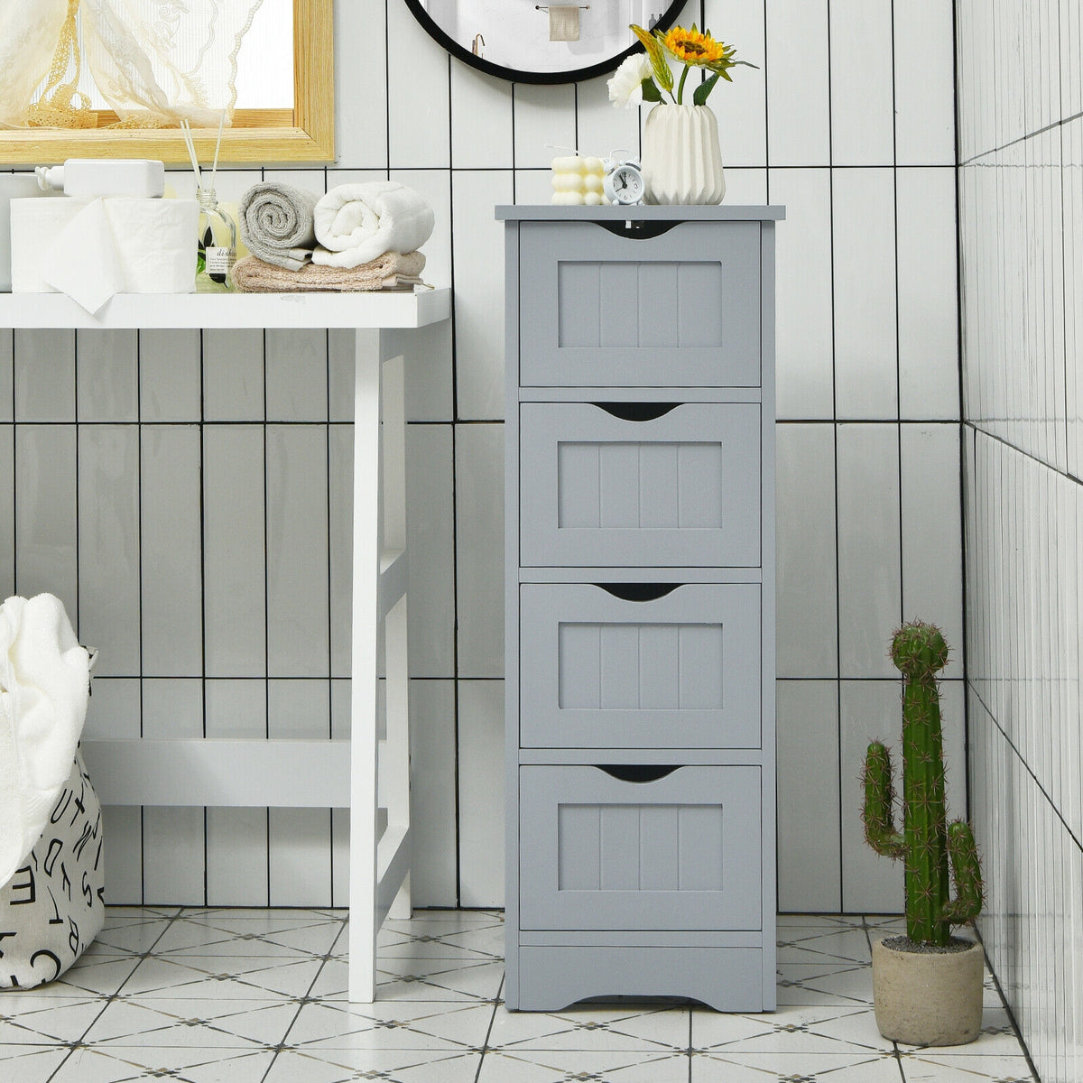 4-Drawer Freestanding Floor Cabinet, Gray