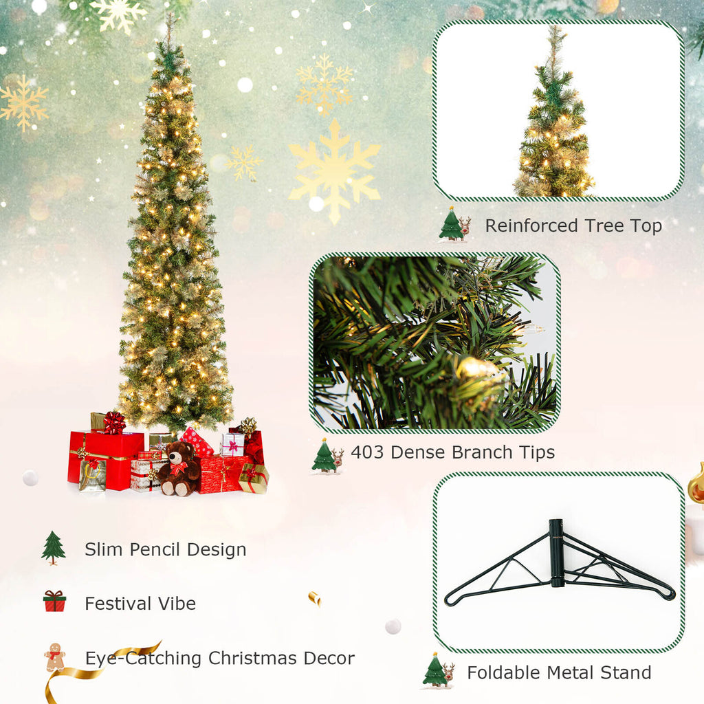 7ft Pre-Lit Half Christmas Tree with Pine Needles & 150 Warm White Lights