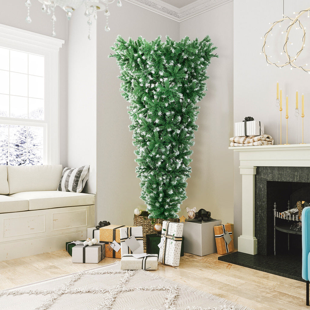 7.5 Feet Pre-Lit Upside Down Christmas Tree with 1100 Tips & 400 LED Lights - Holiday Decor