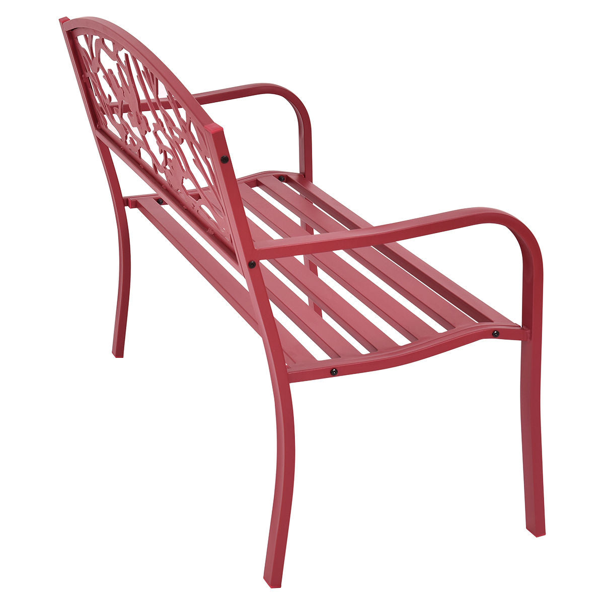 Outdoor Garden Bench with Armrests, Steel Frame - Style 4