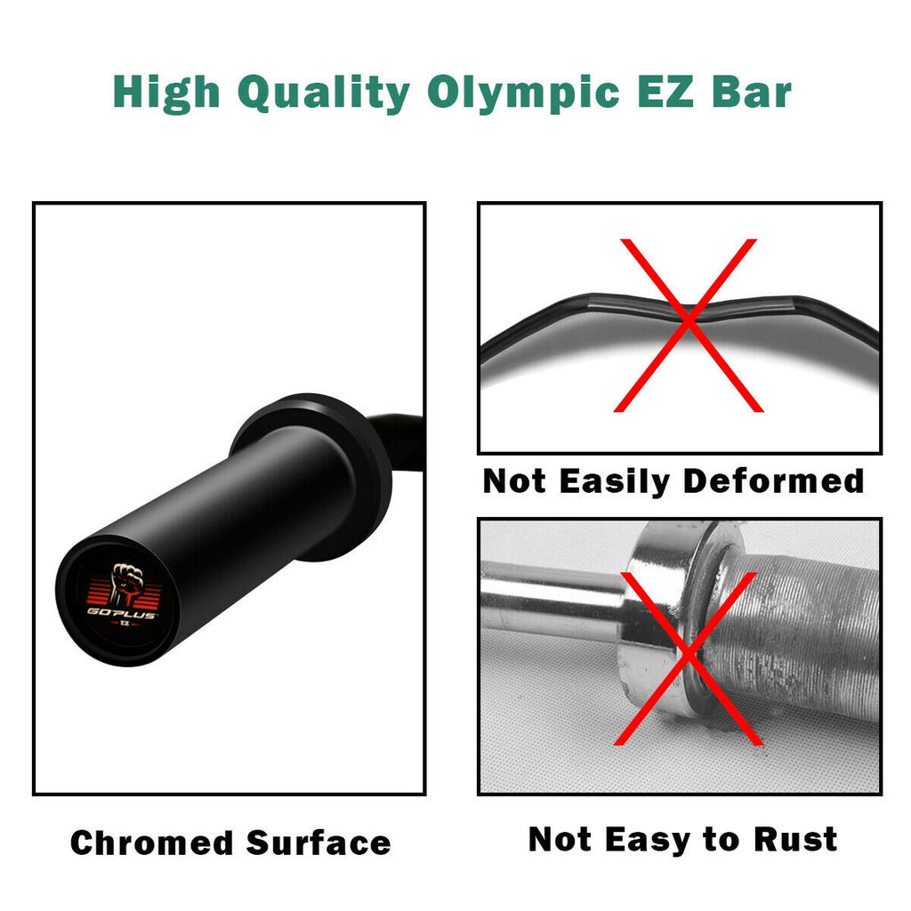 48 Inch Curved Steel Fitness Barbell for Strength Training - 400 lbs Capacity