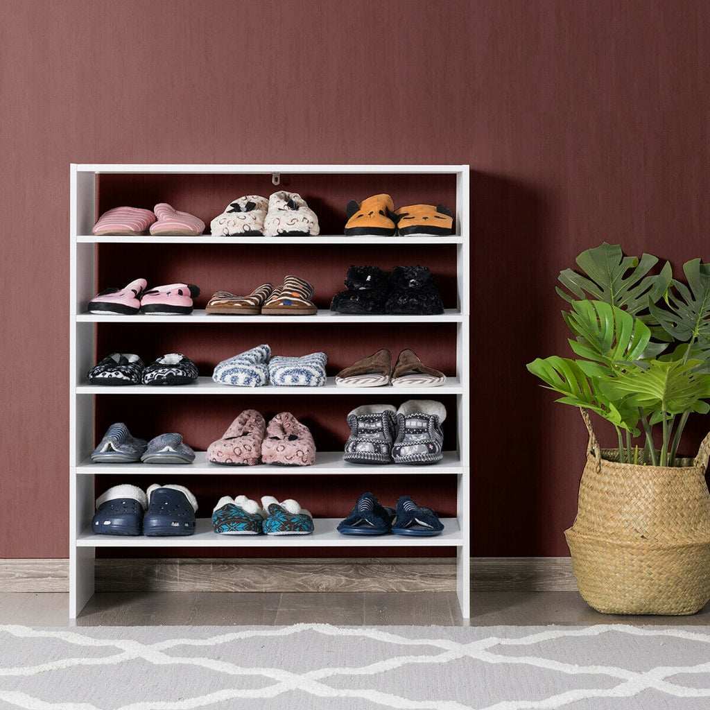 3-in-1 Wood Shoe Rack Stackable Storage Organizer - White