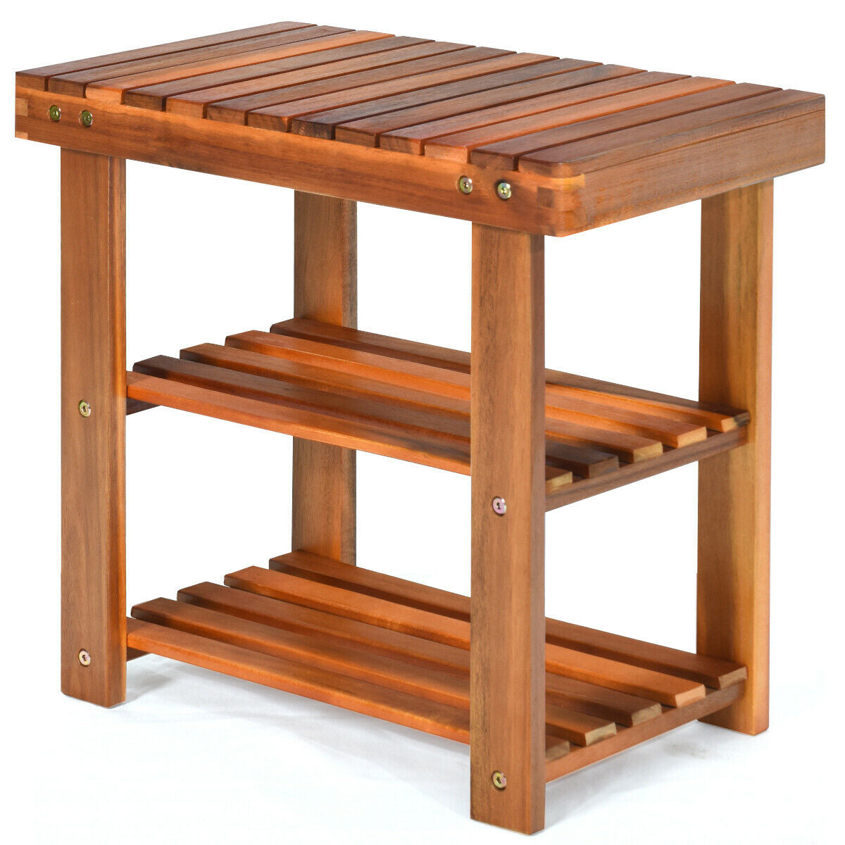 3-Tier Wood Shoe Rack 19' Bench Boots Organizer