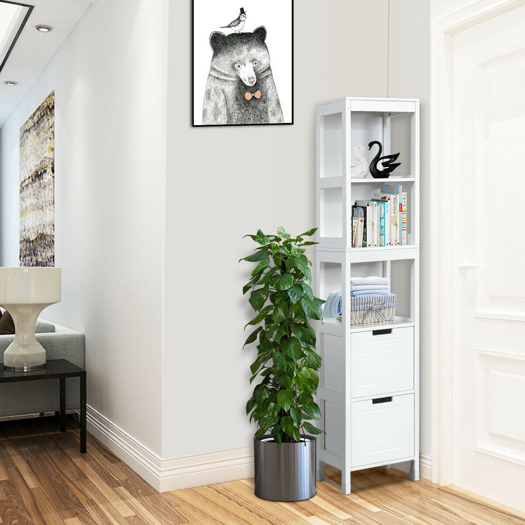 5-Tier Bathroom Floor Cabinet with 2 Drawers