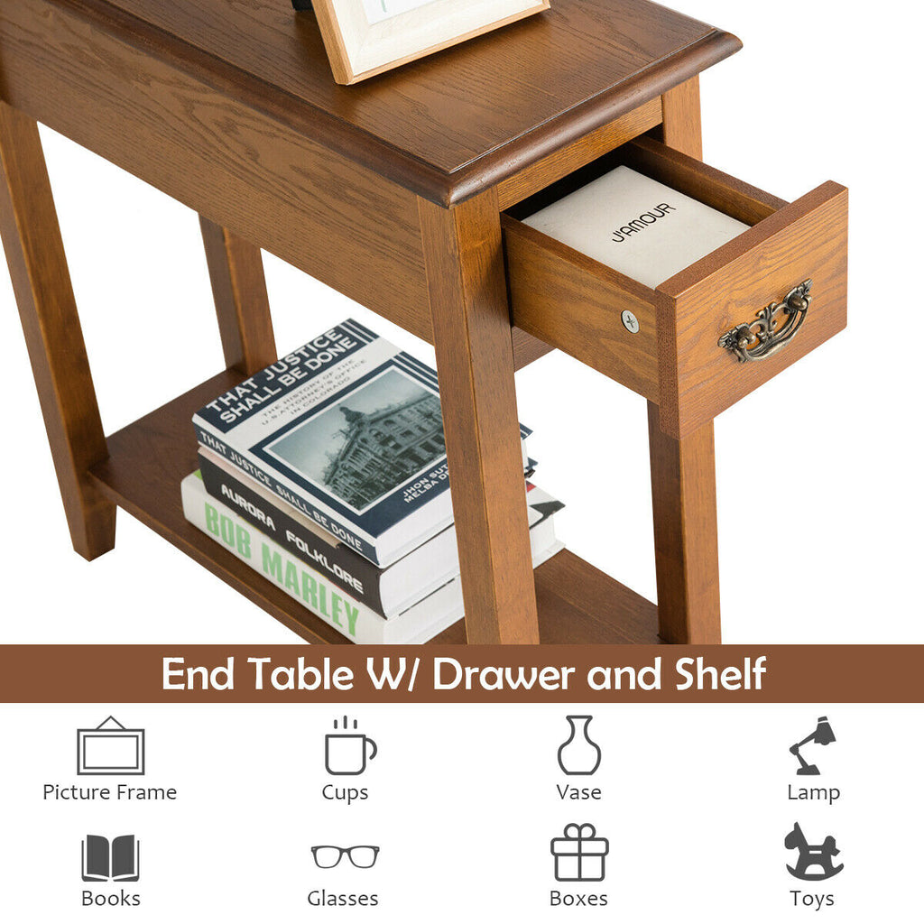 2-Tier Nightstand with Drawer - Yellow