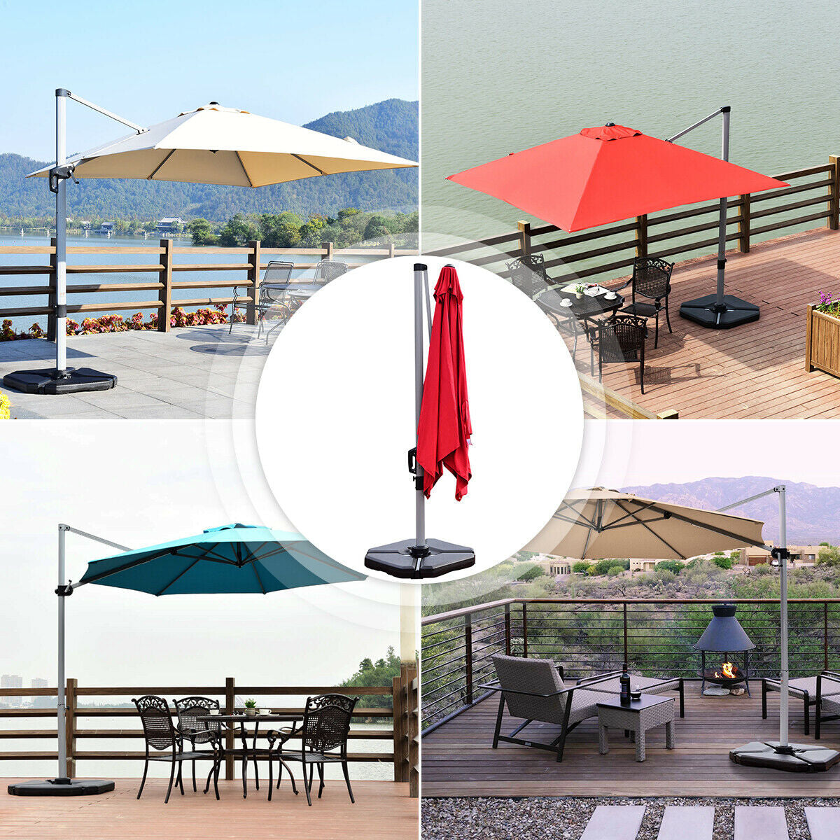 4 Pieces 195 lbs Patio Cantilever Offset Umbrella Base Weight Sand