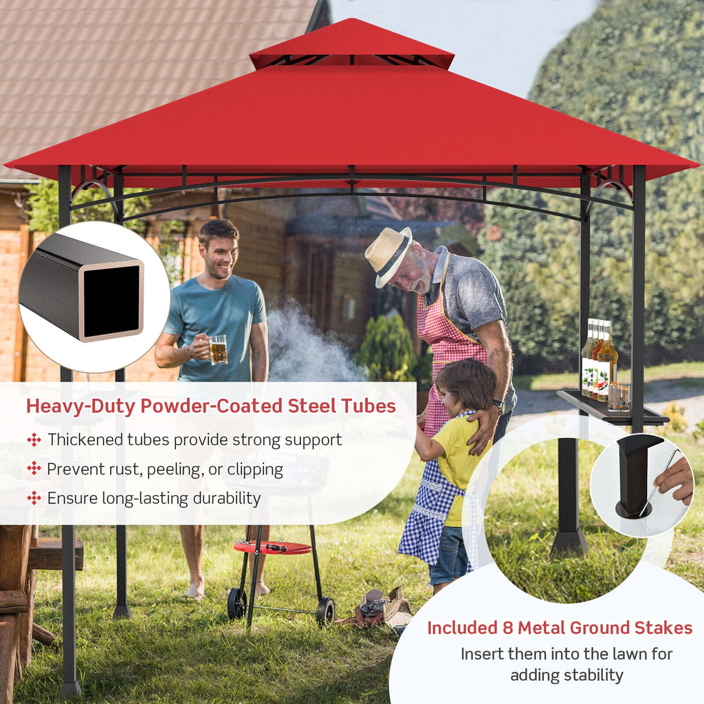 8 x 5 Feet Outdoor Double-Tiered Barbecue Grill Gazebo Canopy Tent