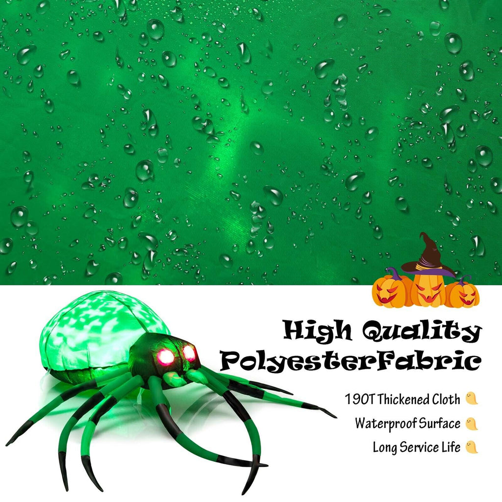 Inflatable Halloween Spider with Cobweb and LED Lights - 3.5 Feet Long Yard Decor